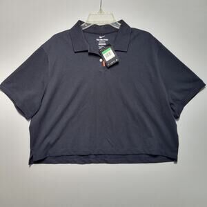 NWT Nike Woman’s Cropped Golf Polo Black Dri-fit Size XL Loose Fit DC3426-010